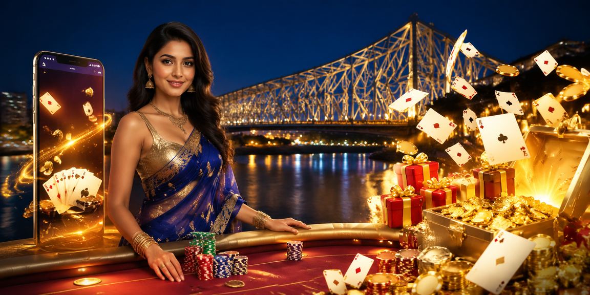 Enthusiastic young woman playing Teen Patti on her mobile in Kolkata